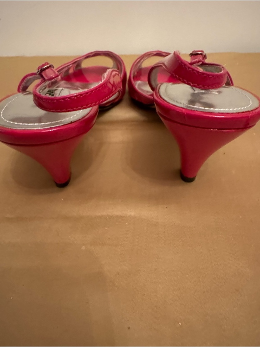 Alfani Pink Patent Slingback Heels | Sz 8.5 | Peep Toe Dress Shoes - Picture 5 of 6